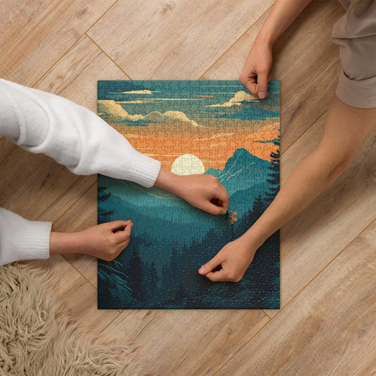 Forest Skyline Sunset Jigsaw Puzzle