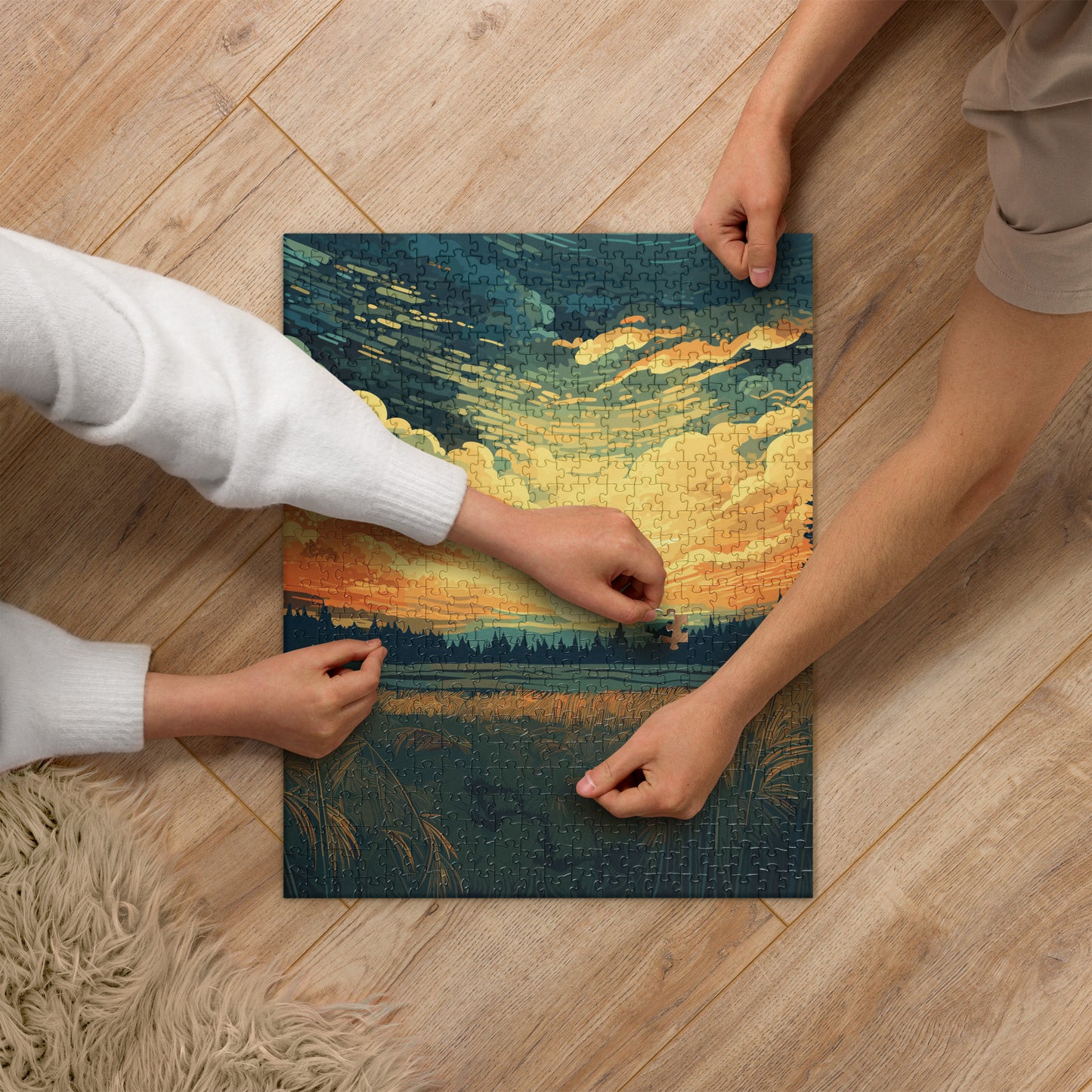 Crop Field Sunset Jigsaw Puzzle