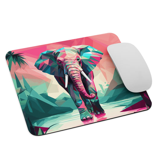 Green and Pink Elephant Mouse Pad