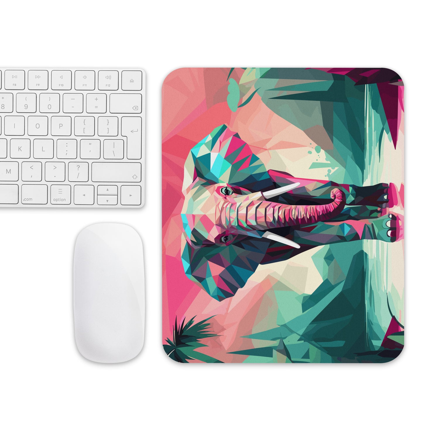 Green and Pink Elephant Mouse Pad