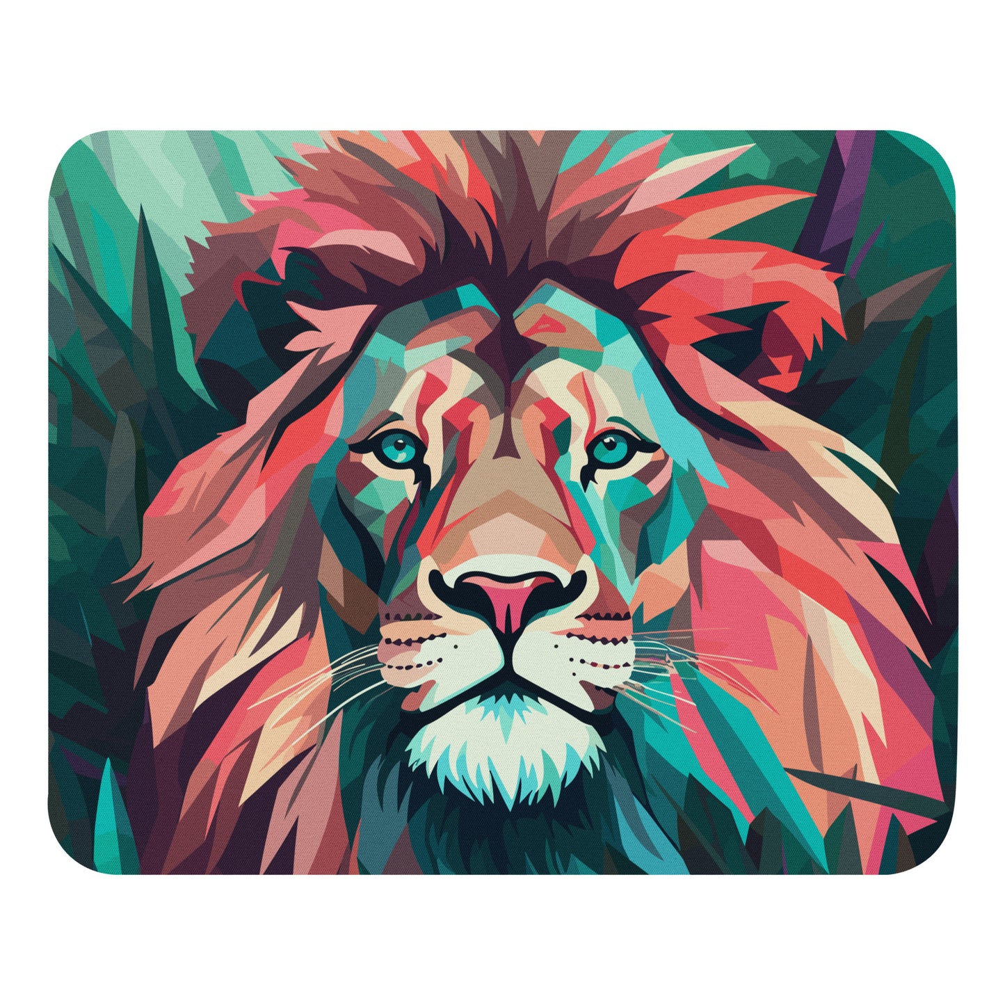 Green and Pink Lion Mouse Pad