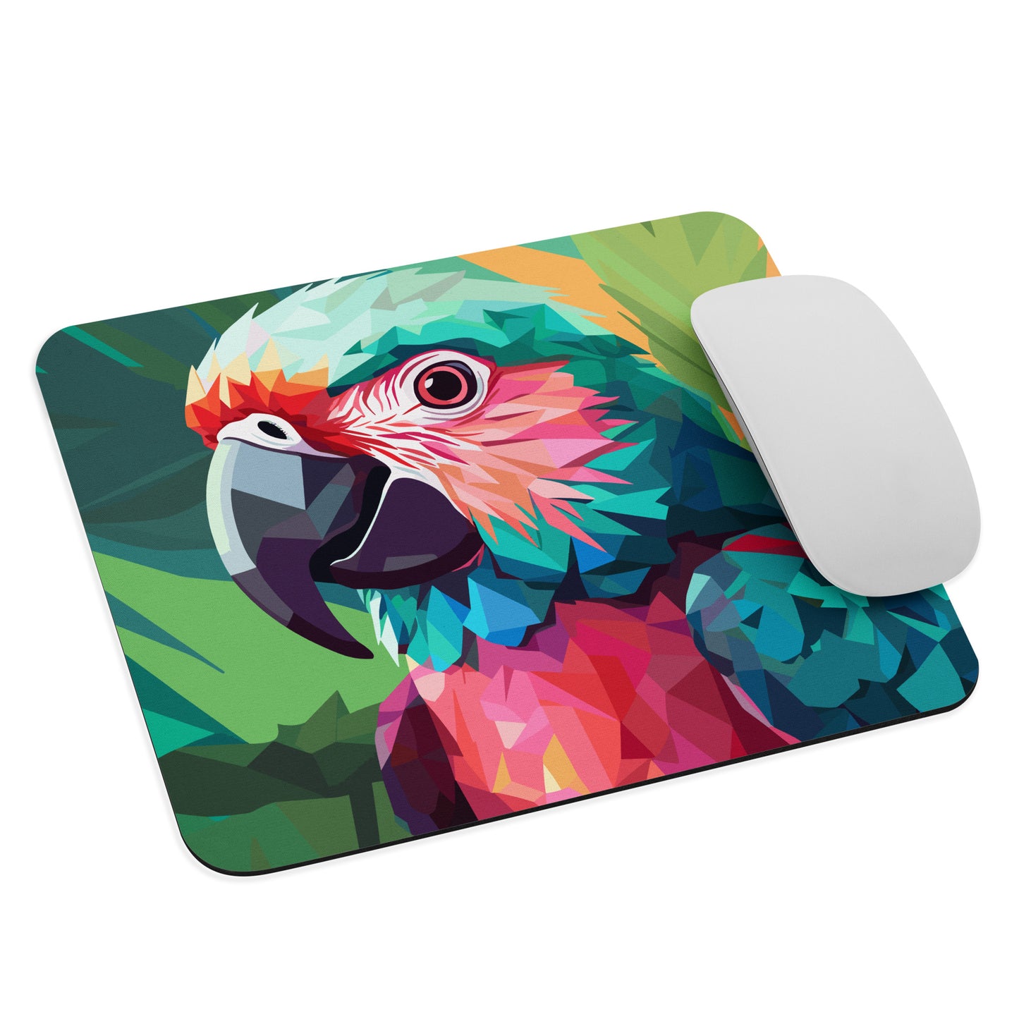 Green and Pink Parrot Mouse Pad