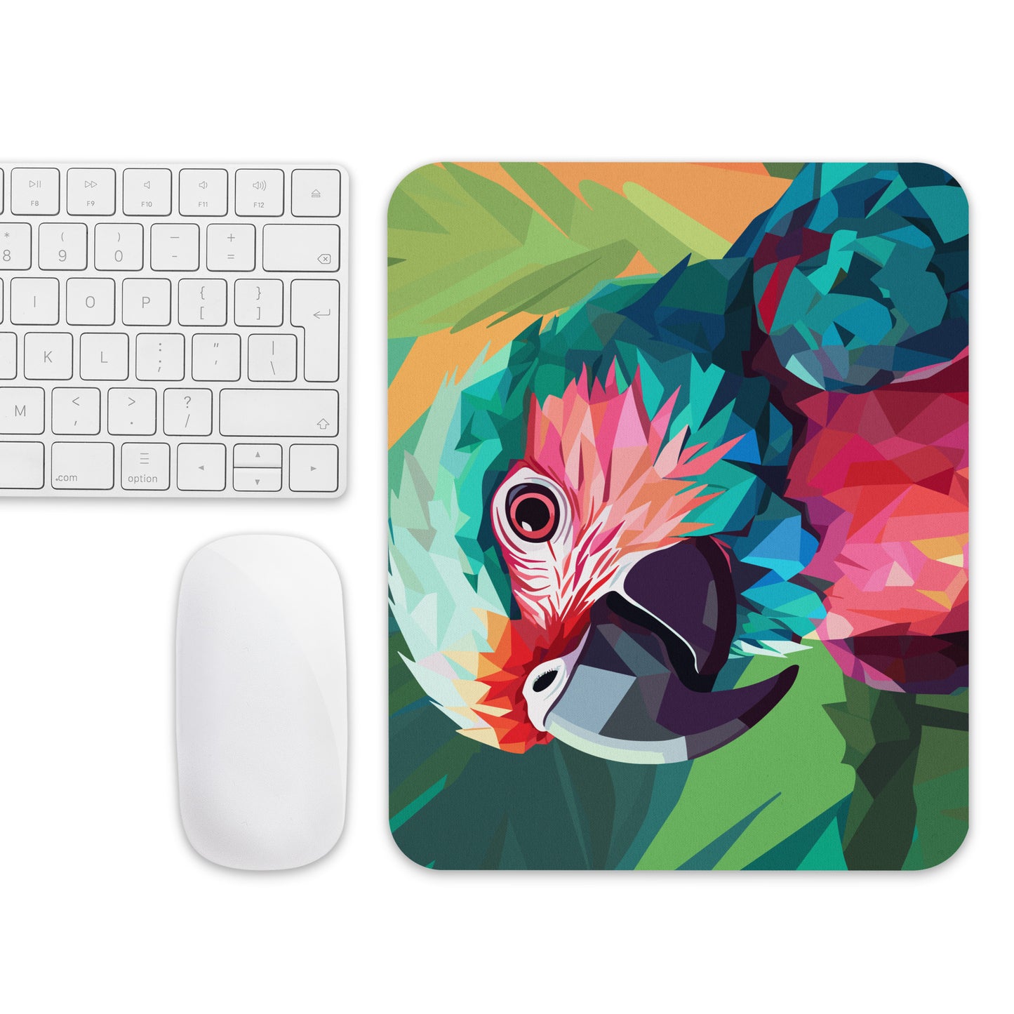 Green and Pink Parrot Mouse Pad