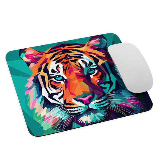 Green and Pink Tiger Mouse Pad