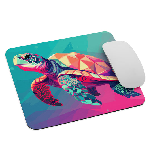 Green and Pink Turtle Mouse Pad