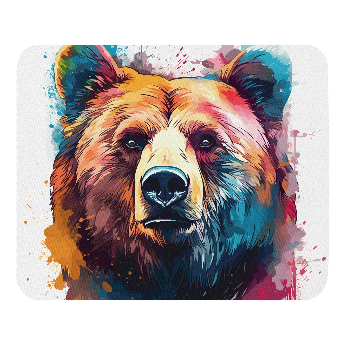 Rainbow Paint Bear Mouse Pad