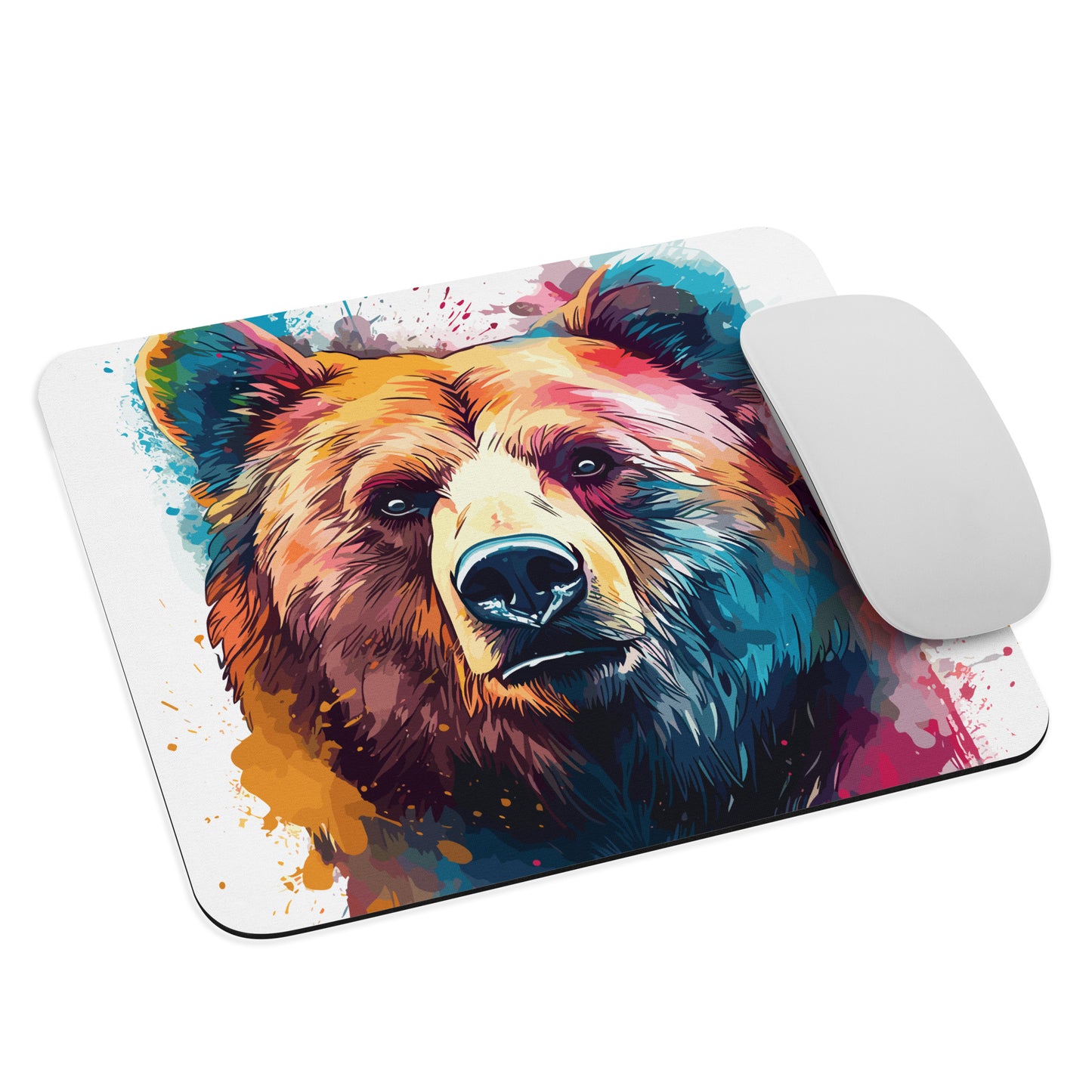 Rainbow Paint Bear Mouse Pad