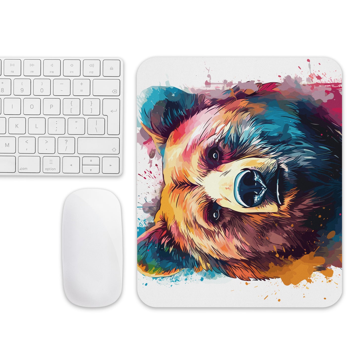 Rainbow Paint Bear Mouse Pad