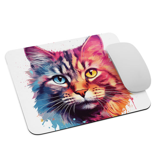 Rainbow Paint Cat Mouse Pad