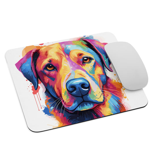 Rainbow Paint Dog Mouse Pad