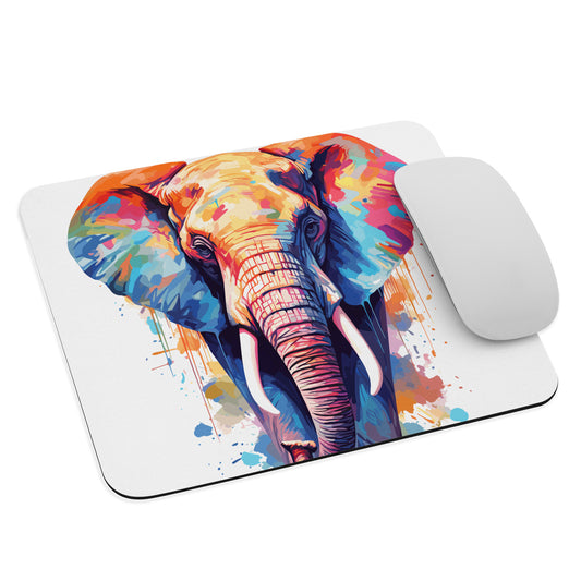 Rainbow Paint Elephant Mouse Pad