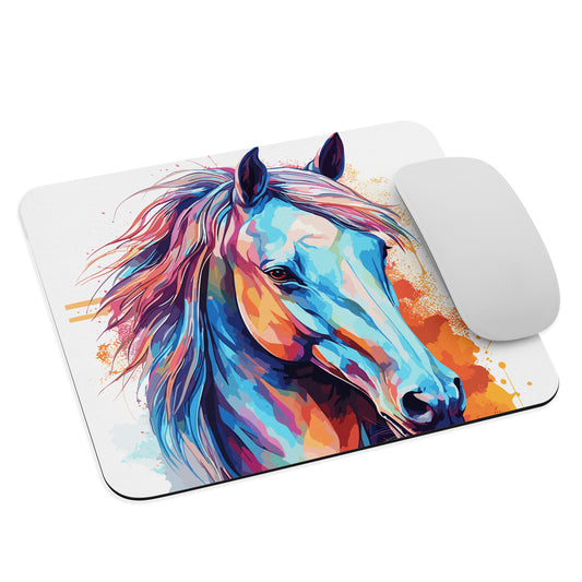 Rainbow Paint Horse Mouse Pad