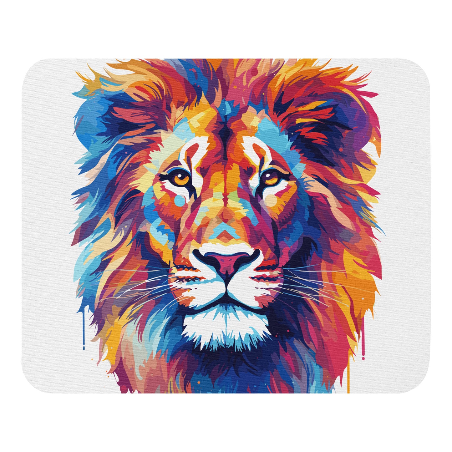 Rainbow Paint Lion Mouse Pad