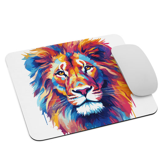 Rainbow Paint Lion Mouse Pad