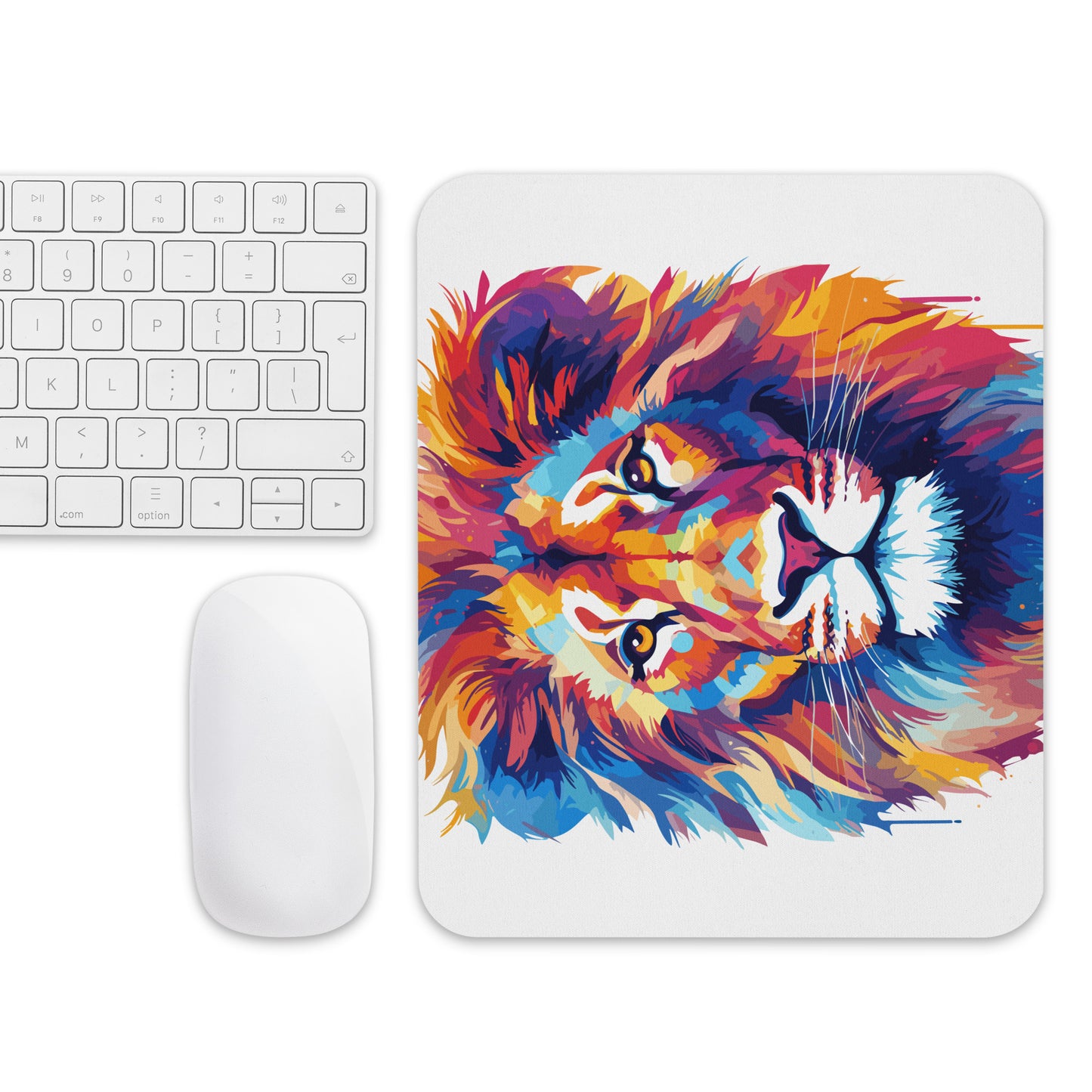 Rainbow Paint Lion Mouse Pad