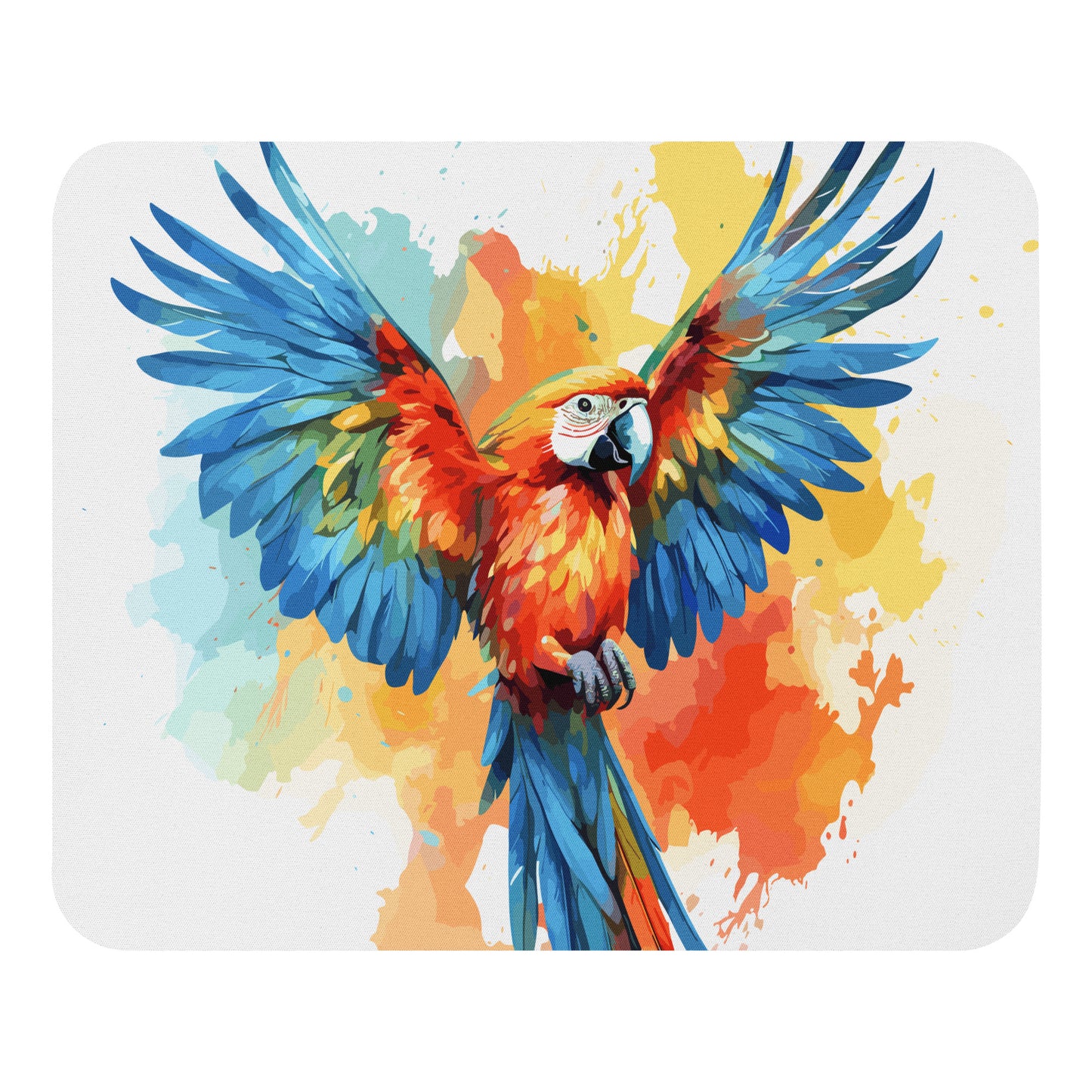 Rainbow Paint Parrot Mouse Pad