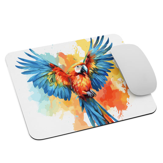 Rainbow Paint Parrot Mouse Pad