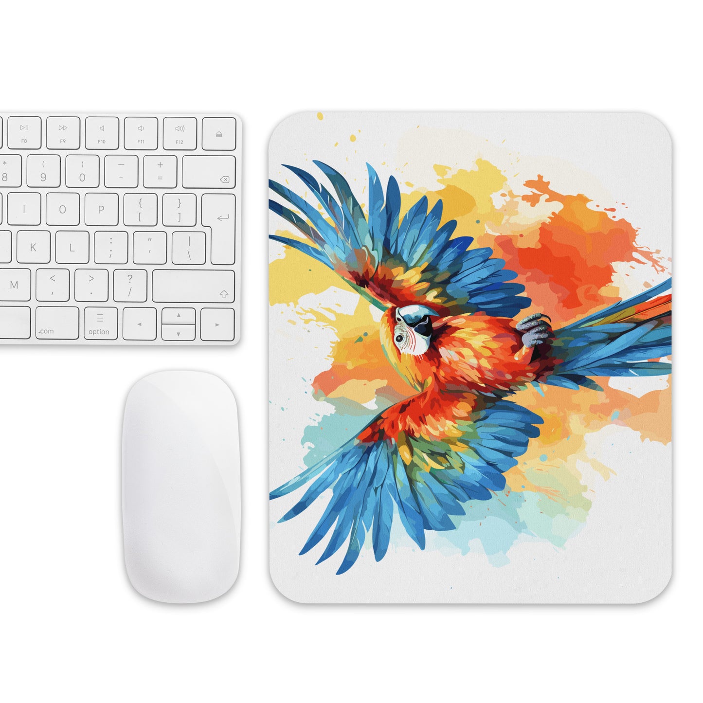 Rainbow Paint Parrot Mouse Pad