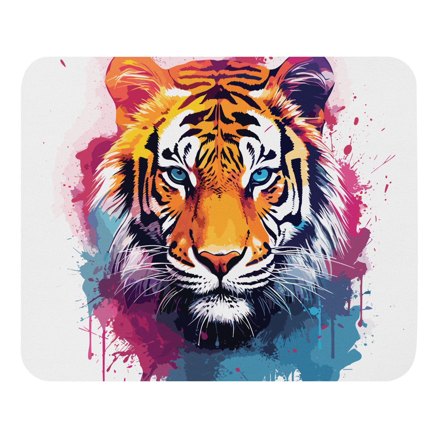 Rainbow Paint Tiger Mouse Pad