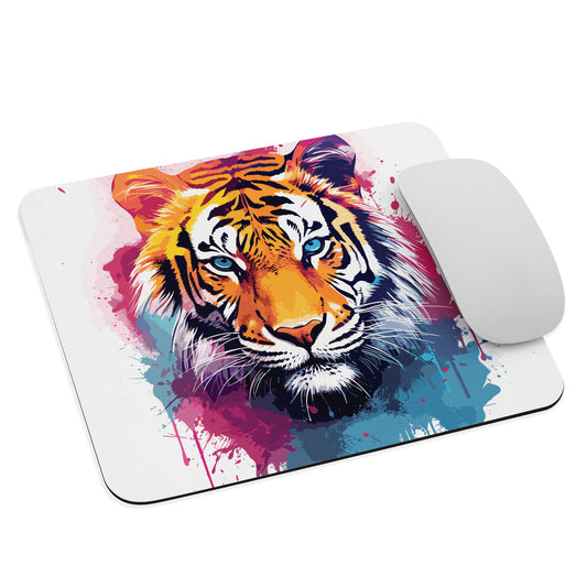 Rainbow Paint Tiger Mouse Pad