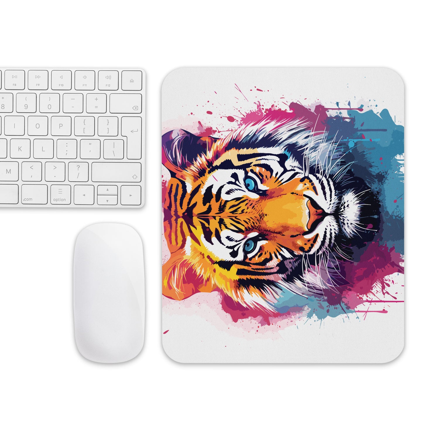 Rainbow Paint Tiger Mouse Pad