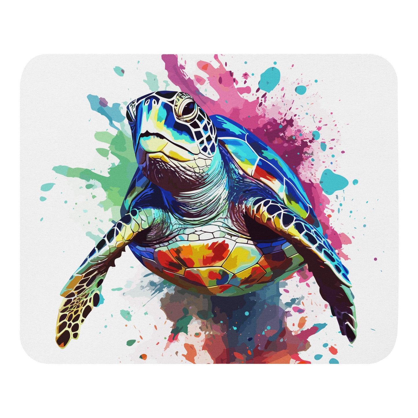 Rainbow Paint Turtle Mouse Pad