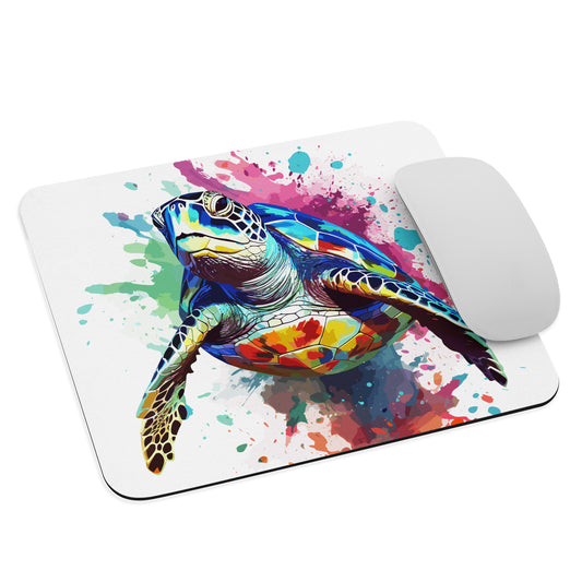 Rainbow Paint Turtle Mouse Pad