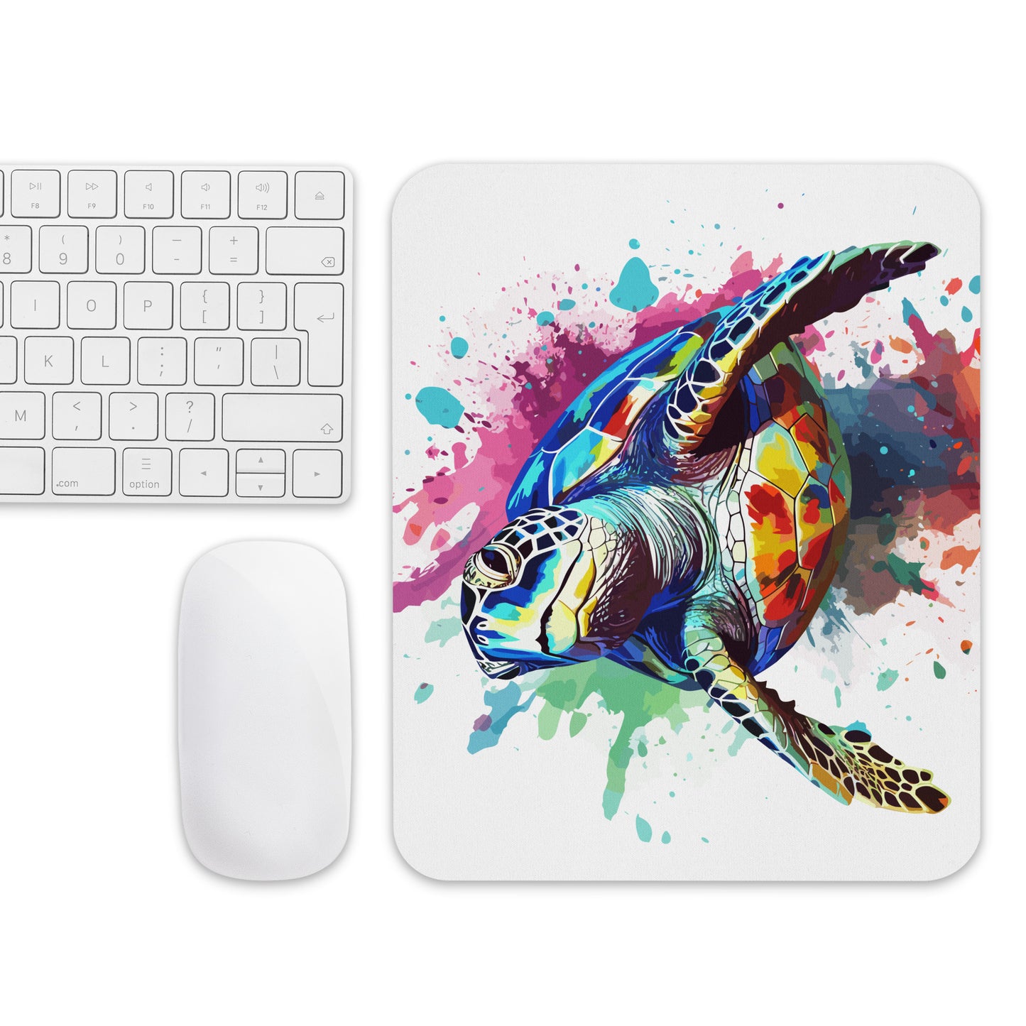 Rainbow Paint Turtle Mouse Pad