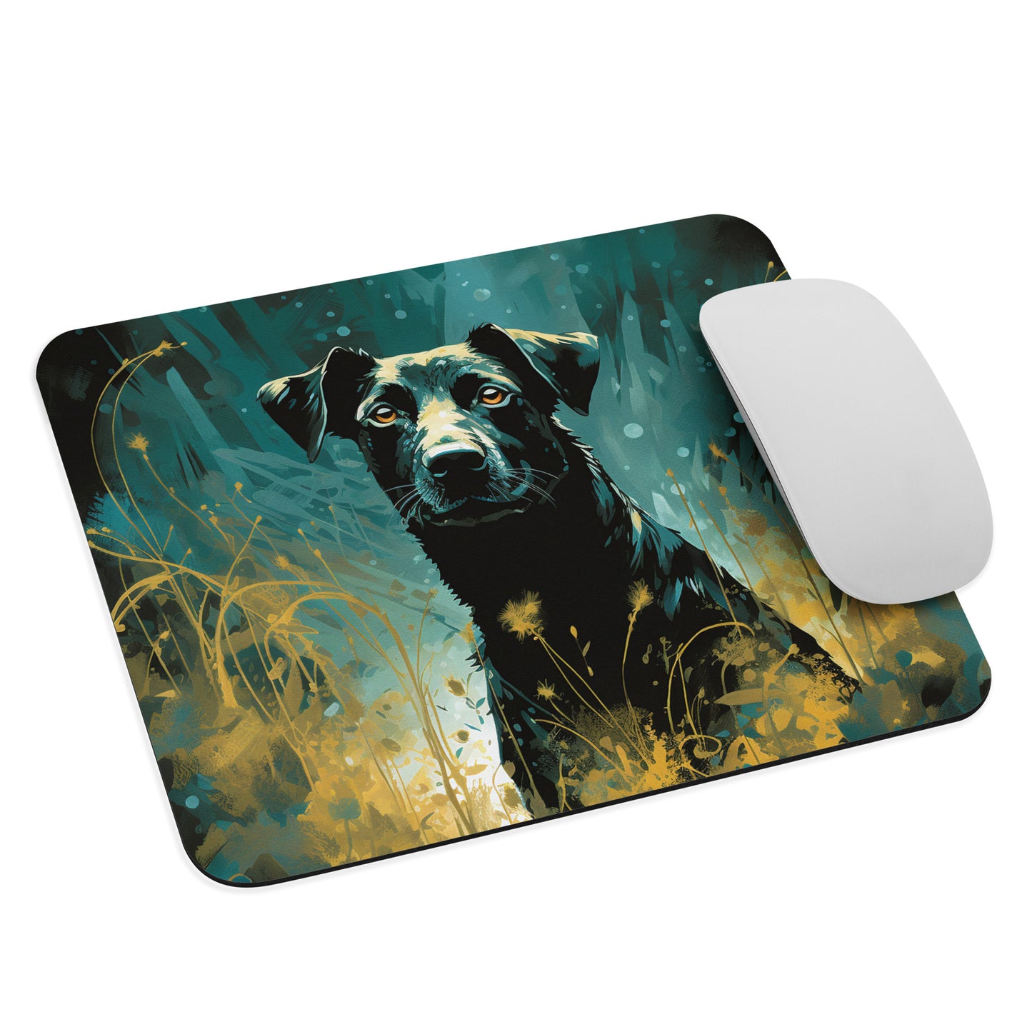 Dark Turquoise Dog Mouse Pad