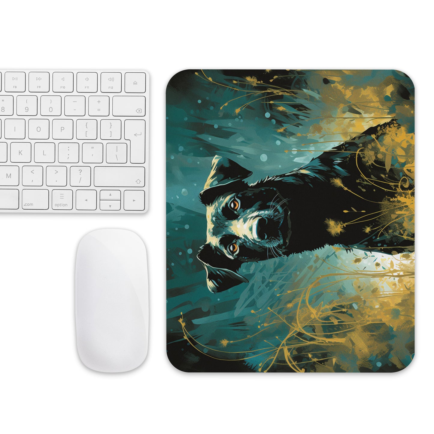 Dark Turquoise Dog Mouse Pad