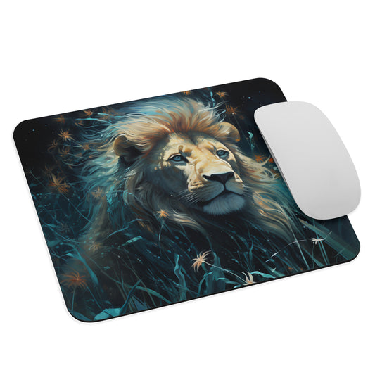 Dark Turquoise Lion Mouse Pad