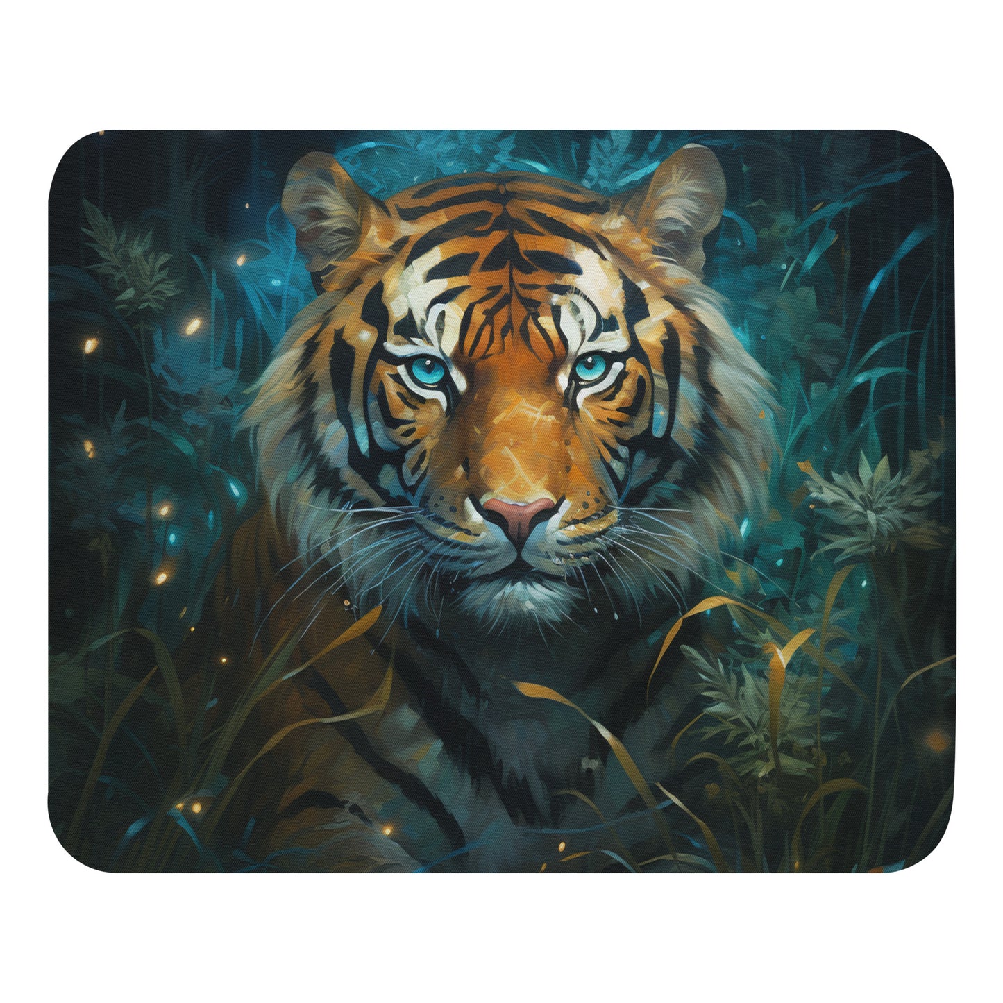 Dark Turquoise Tiger Mouse Pad