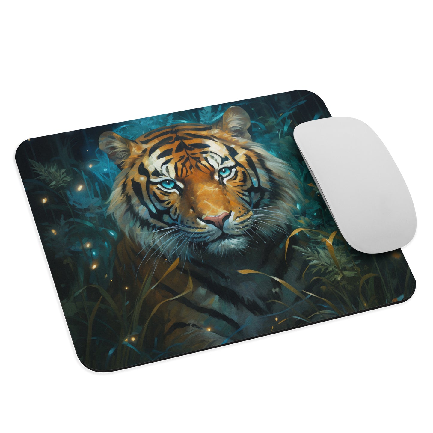 Dark Turquoise Tiger Mouse Pad