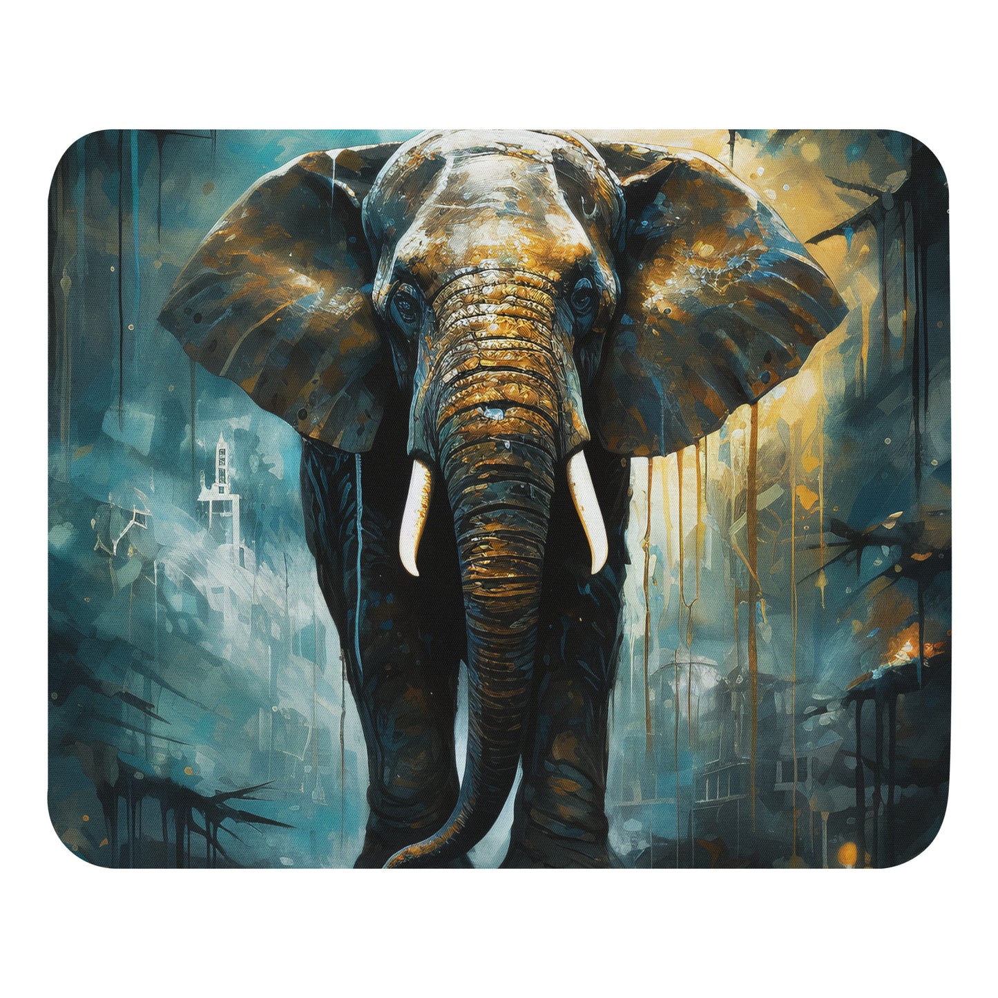 Dark Turquoise Elephant Mouse Pad