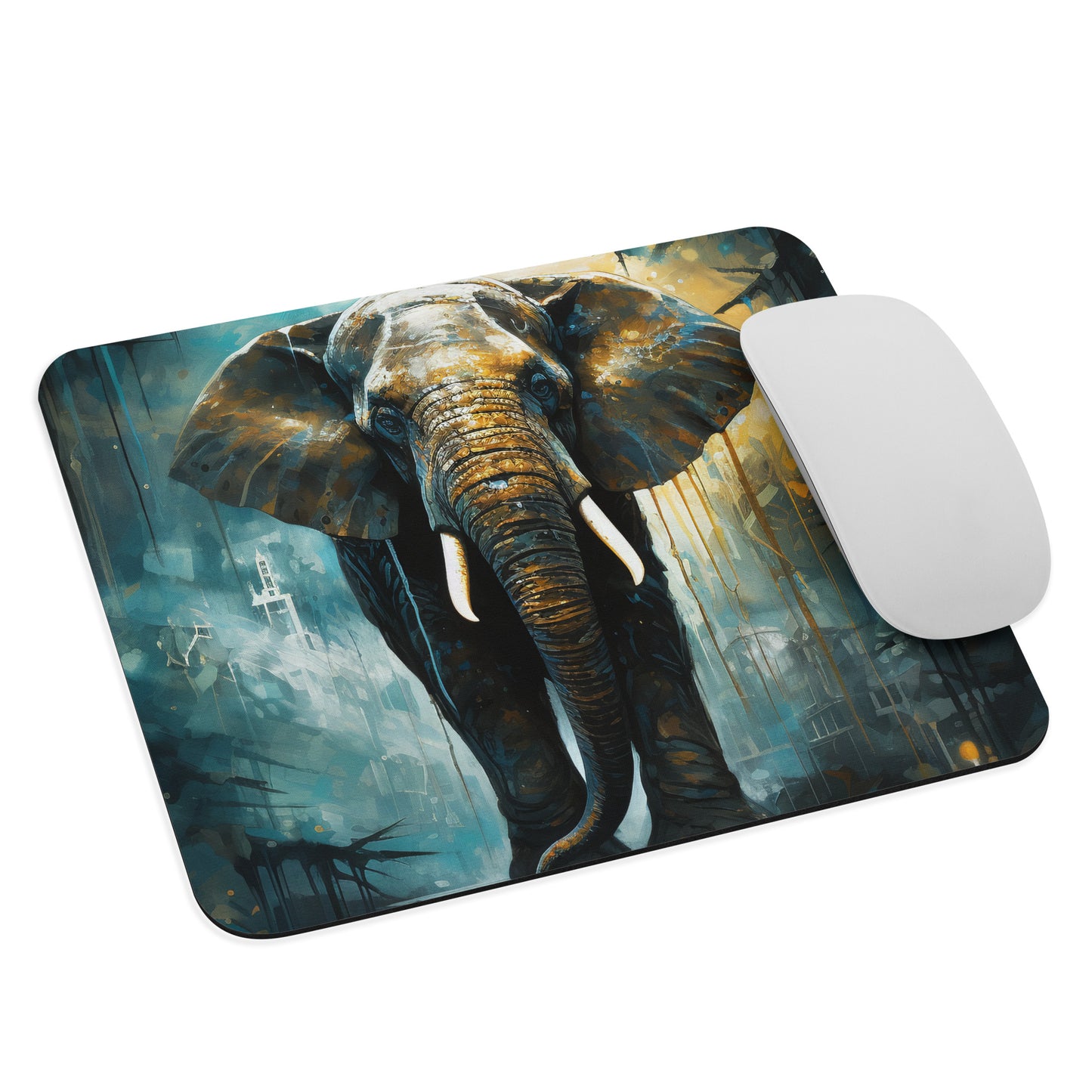 Dark Turquoise Elephant Mouse Pad