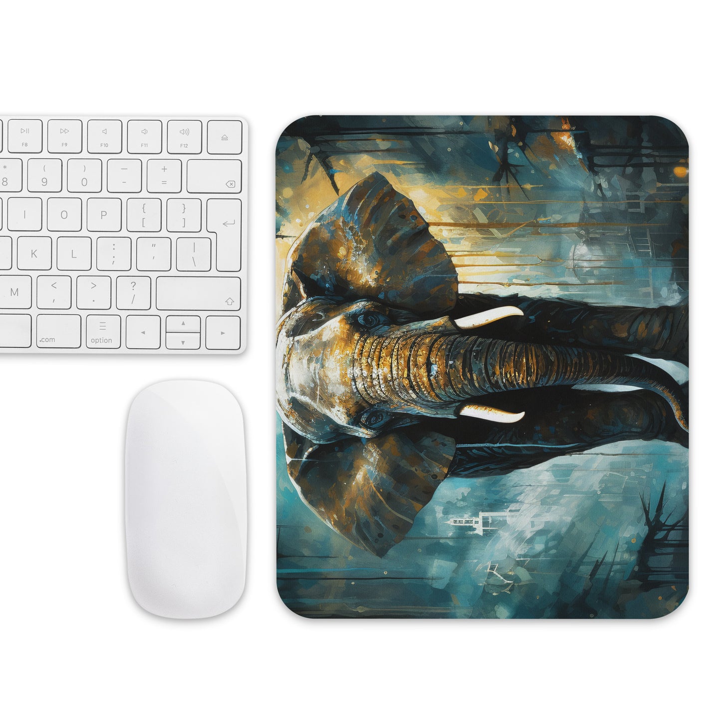 Dark Turquoise Elephant Mouse Pad