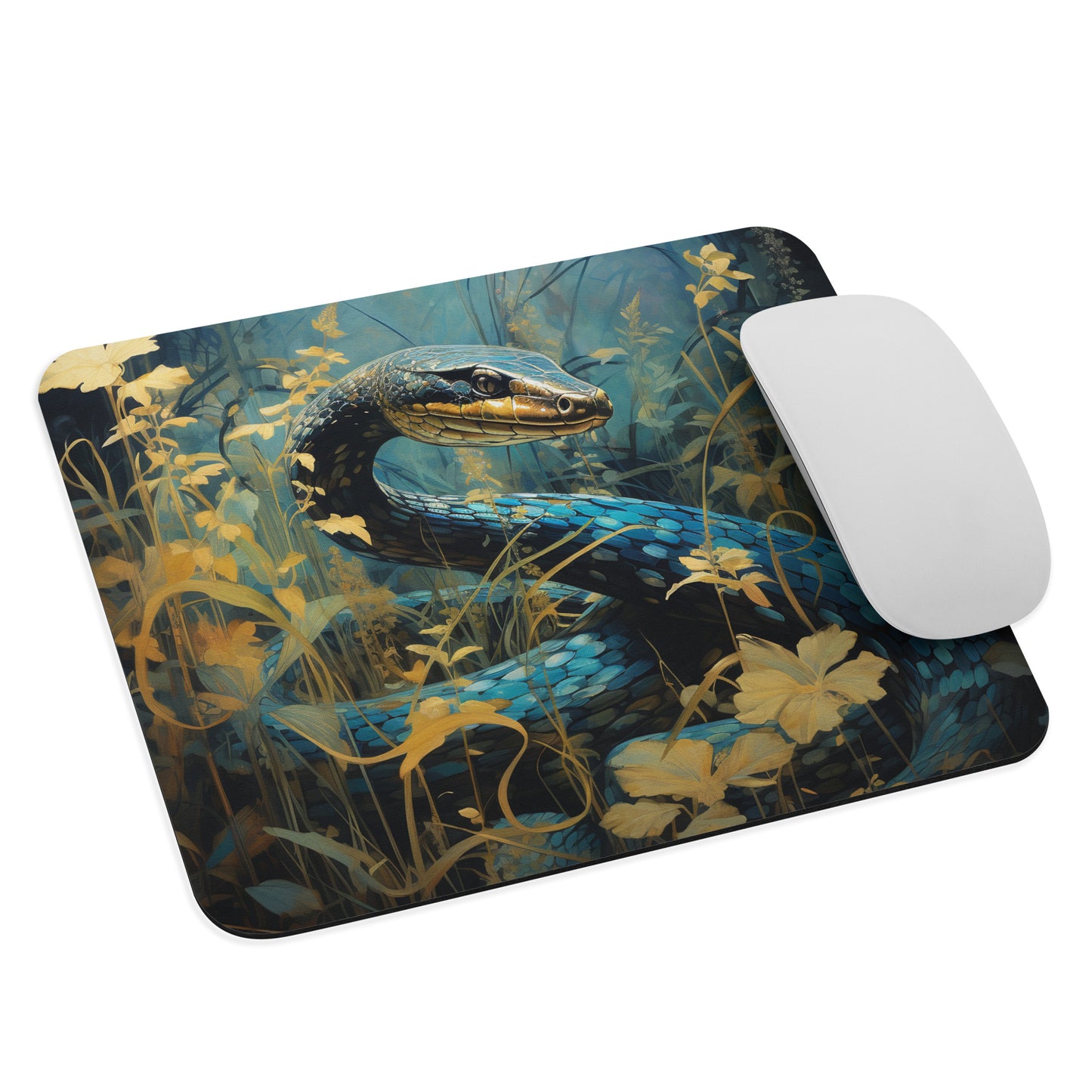 Dark Turquoise Snake Mouse Pad