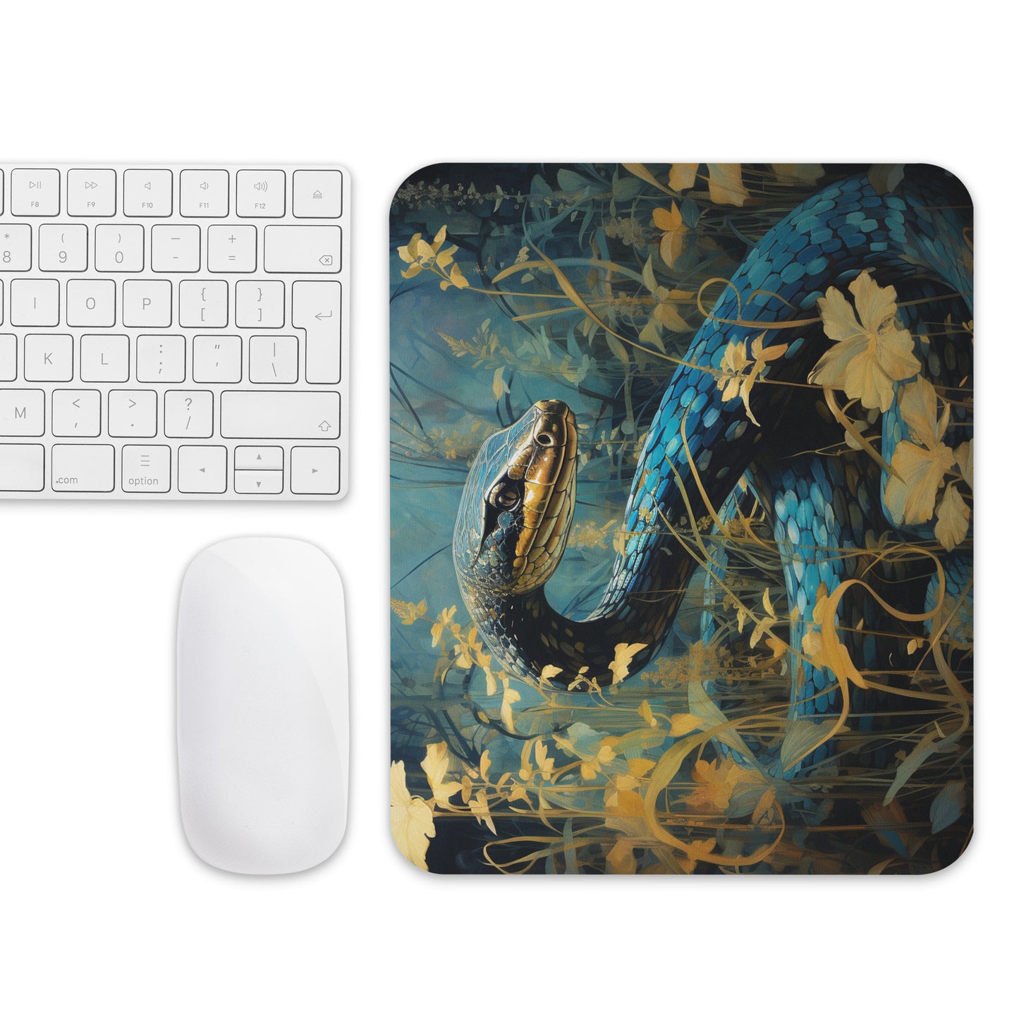 Dark Turquoise Snake Mouse Pad