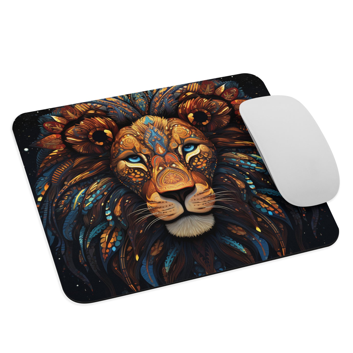 Dot Art Lion Mouse Pad