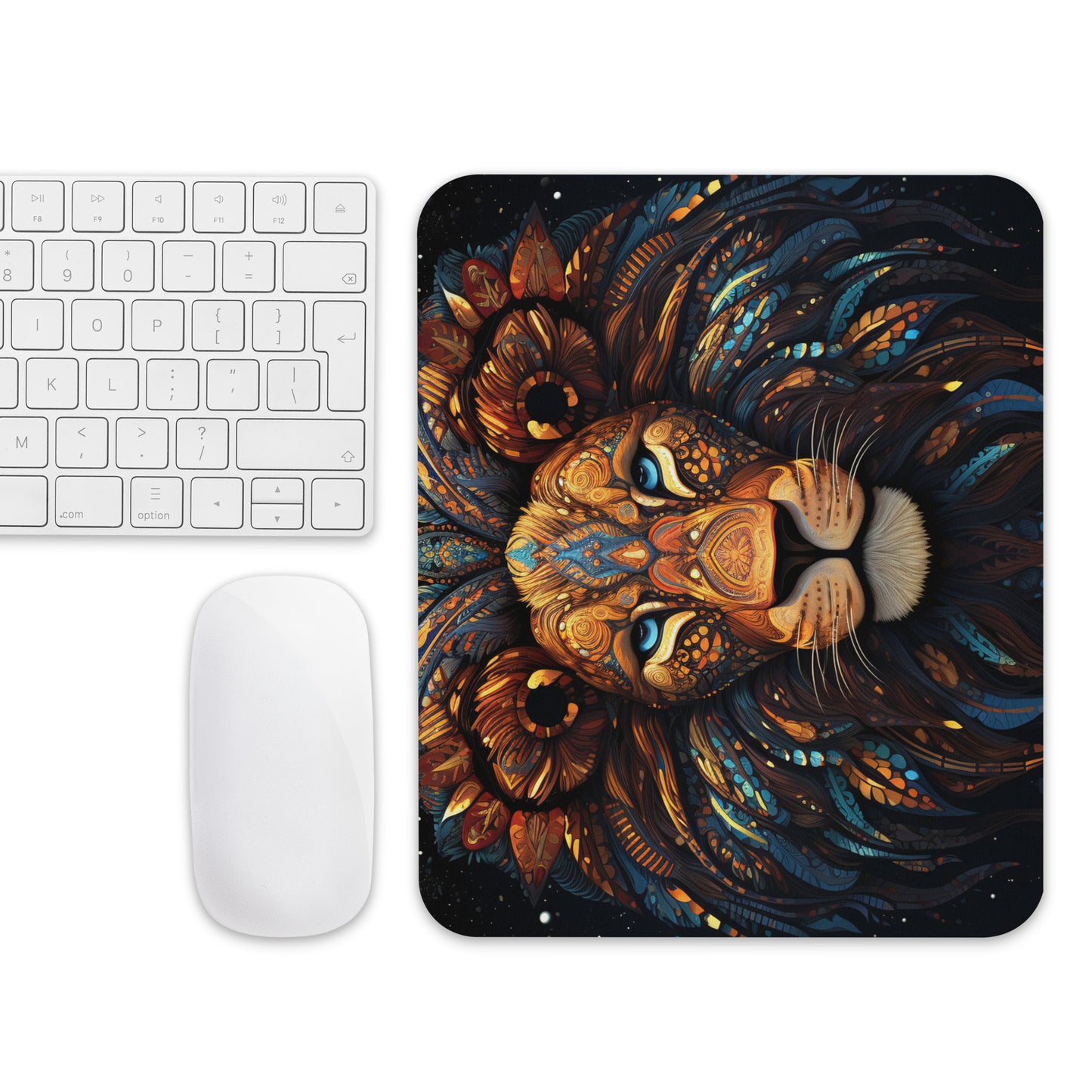 Dot Art Lion Mouse Pad