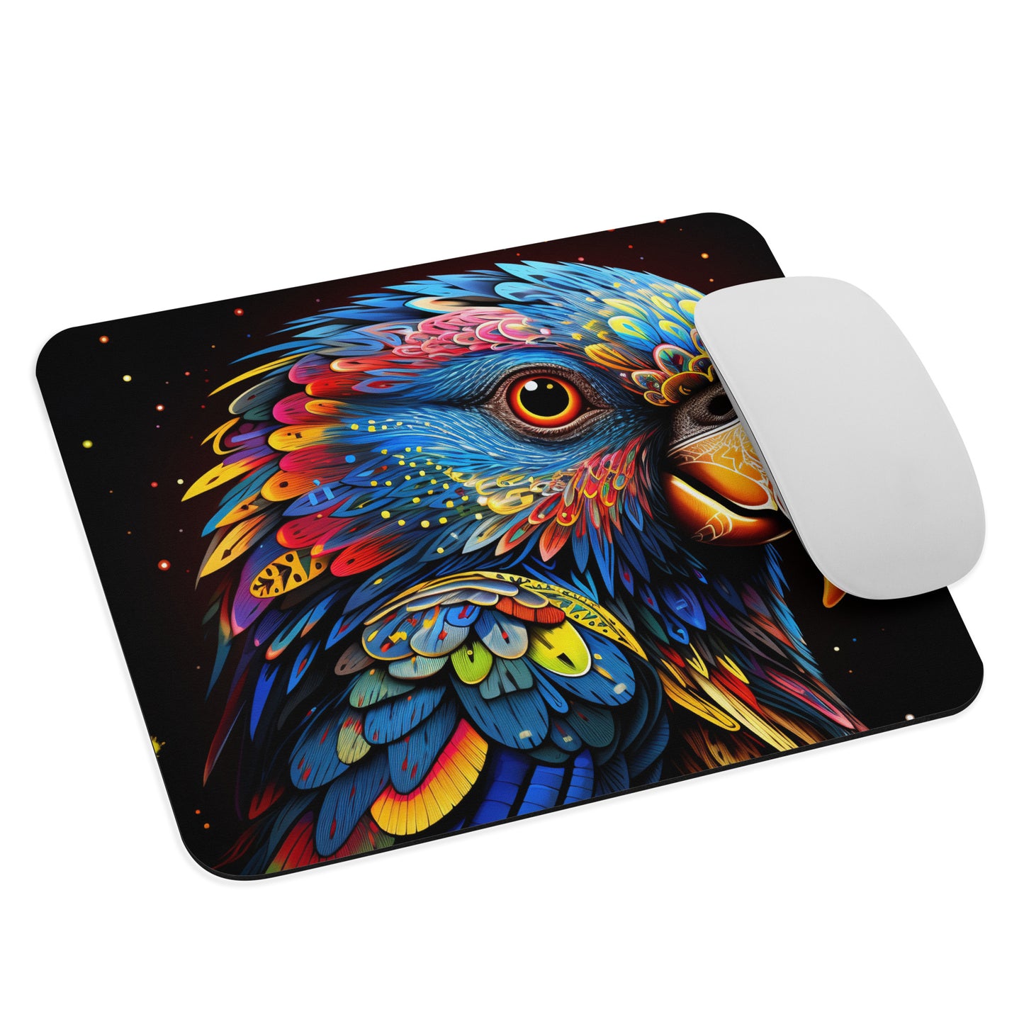 Dot Art Parrot Mouse Pad