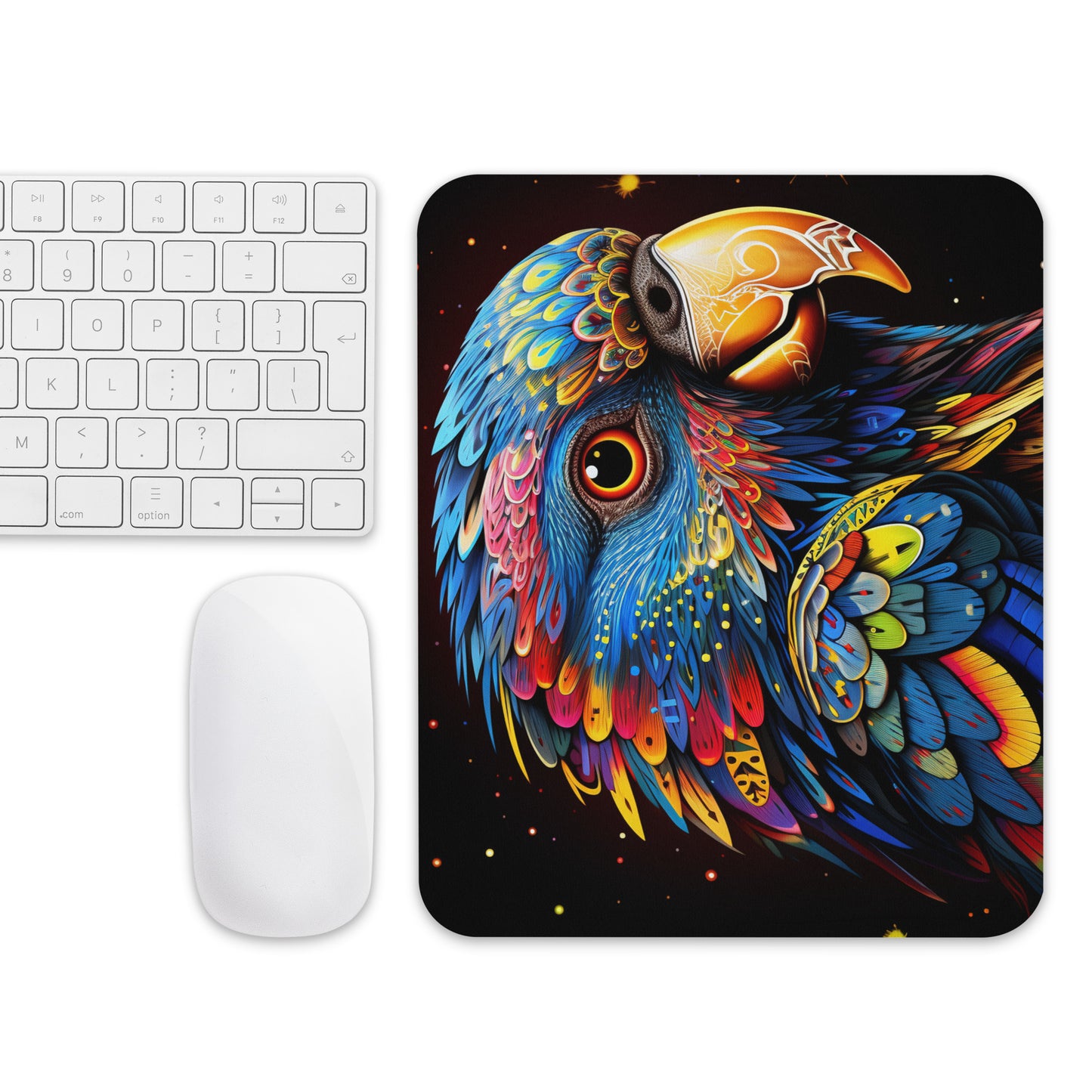 Dot Art Parrot Mouse Pad