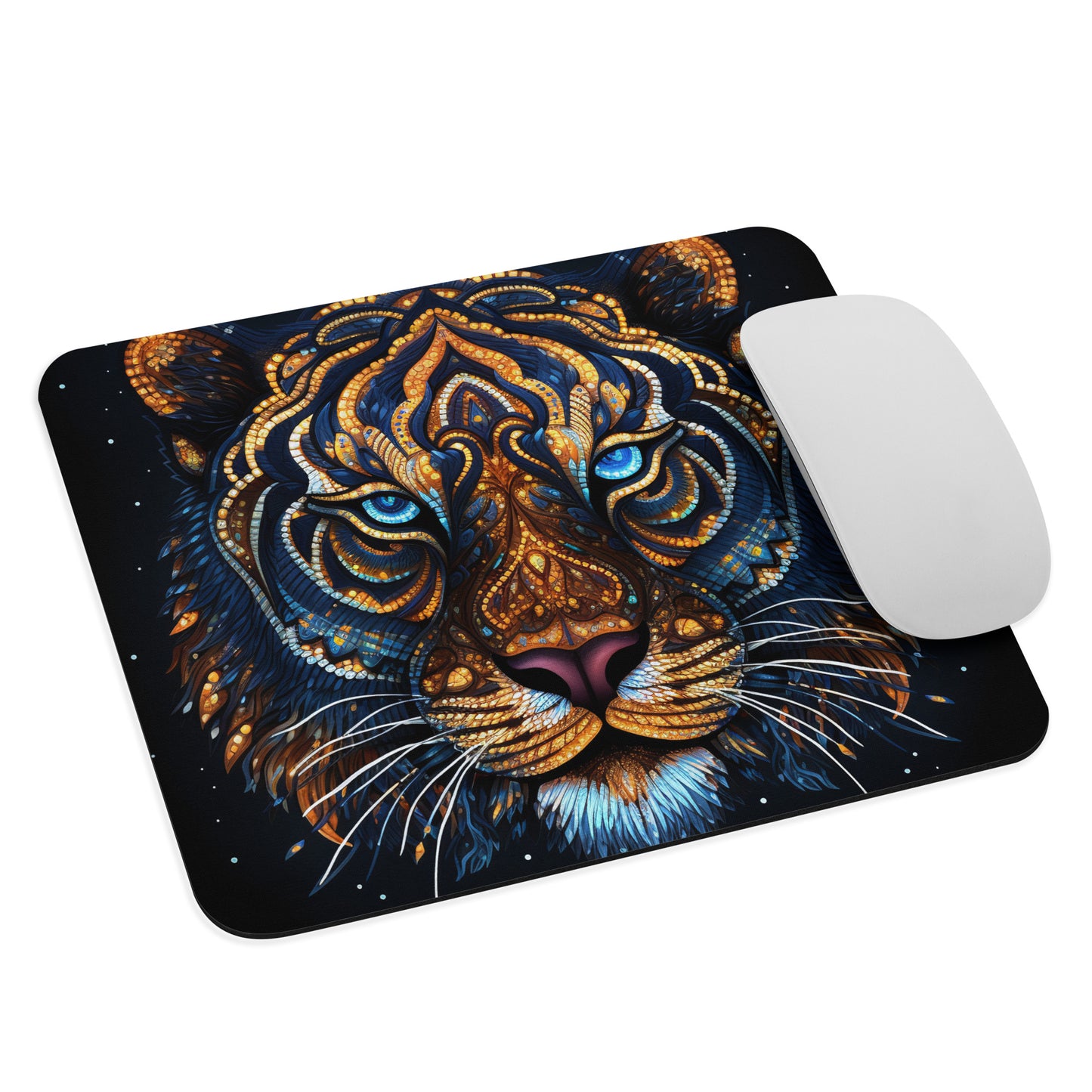 Dot Art Tiger Mouse Pad