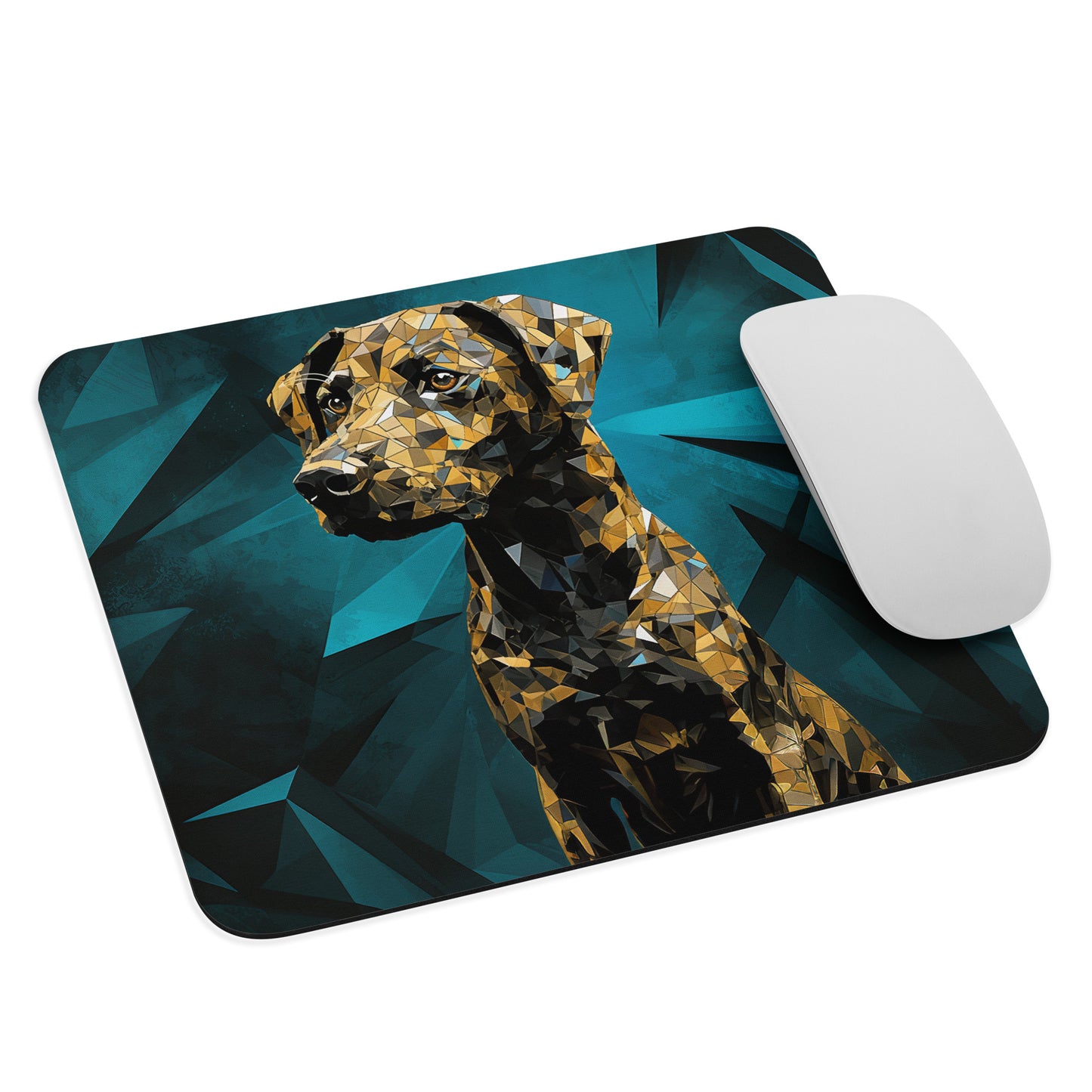 Blue Gold Dog Mouse Pad