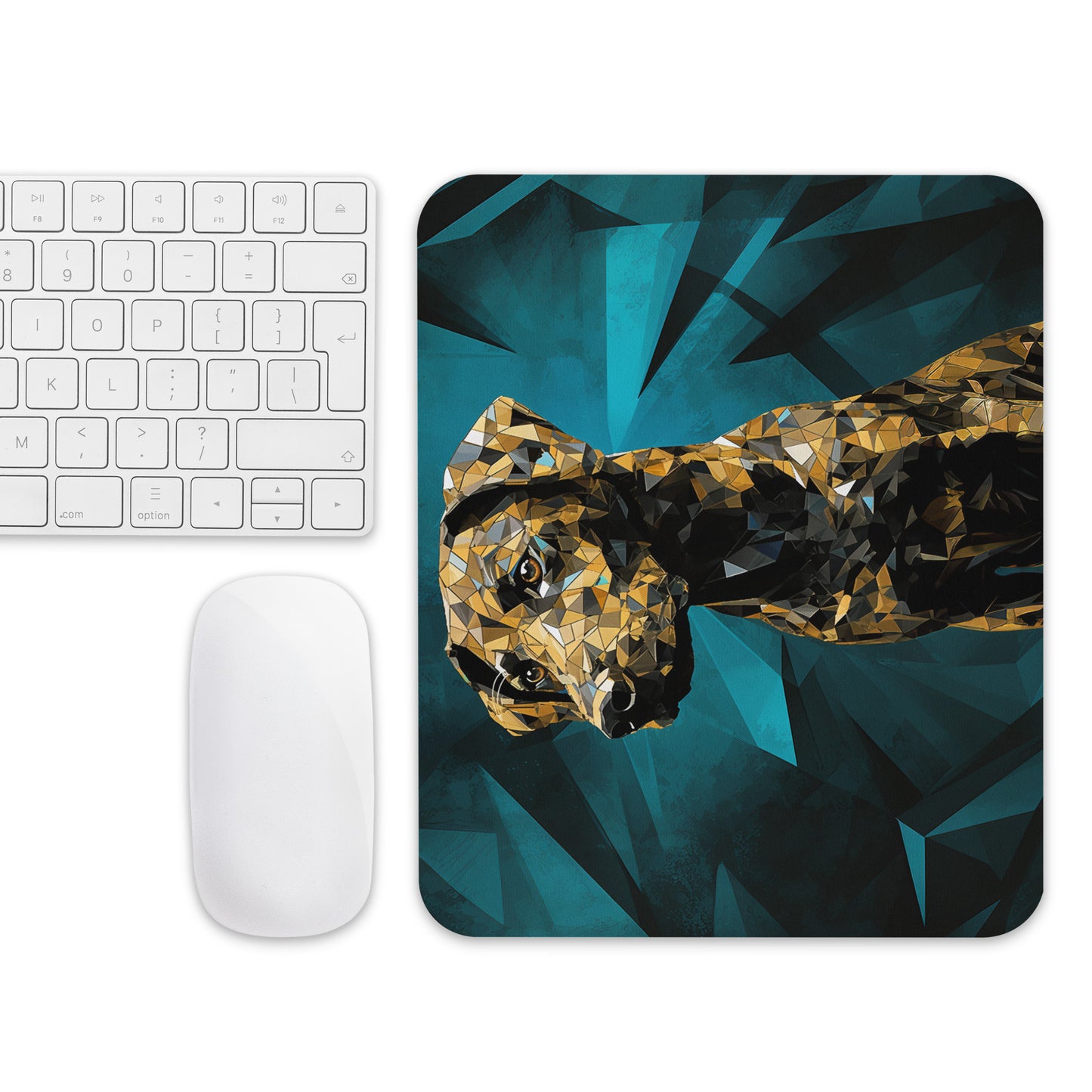 Blue Gold Dog Mouse Pad