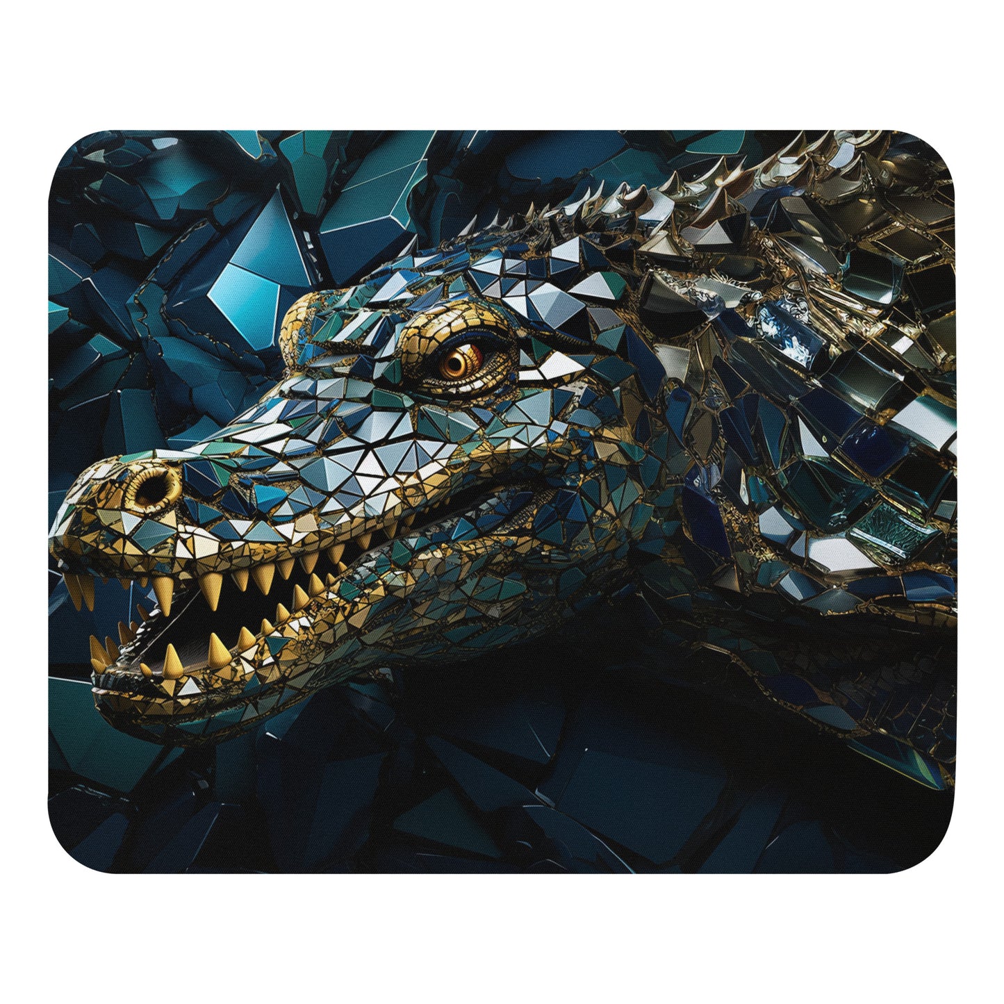 Blue Gold Crocodile Mouse Pad