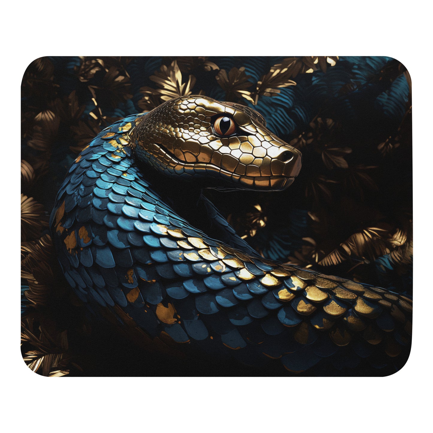 Blue Gold Snake Mouse Pad