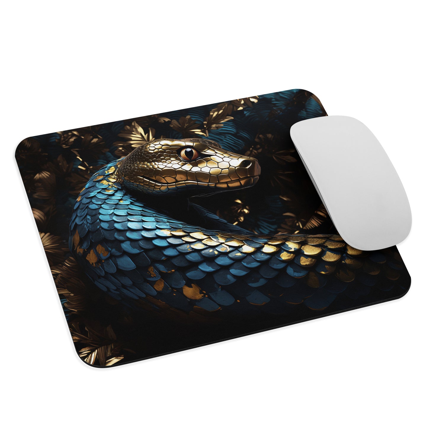 Blue Gold Snake Mouse Pad