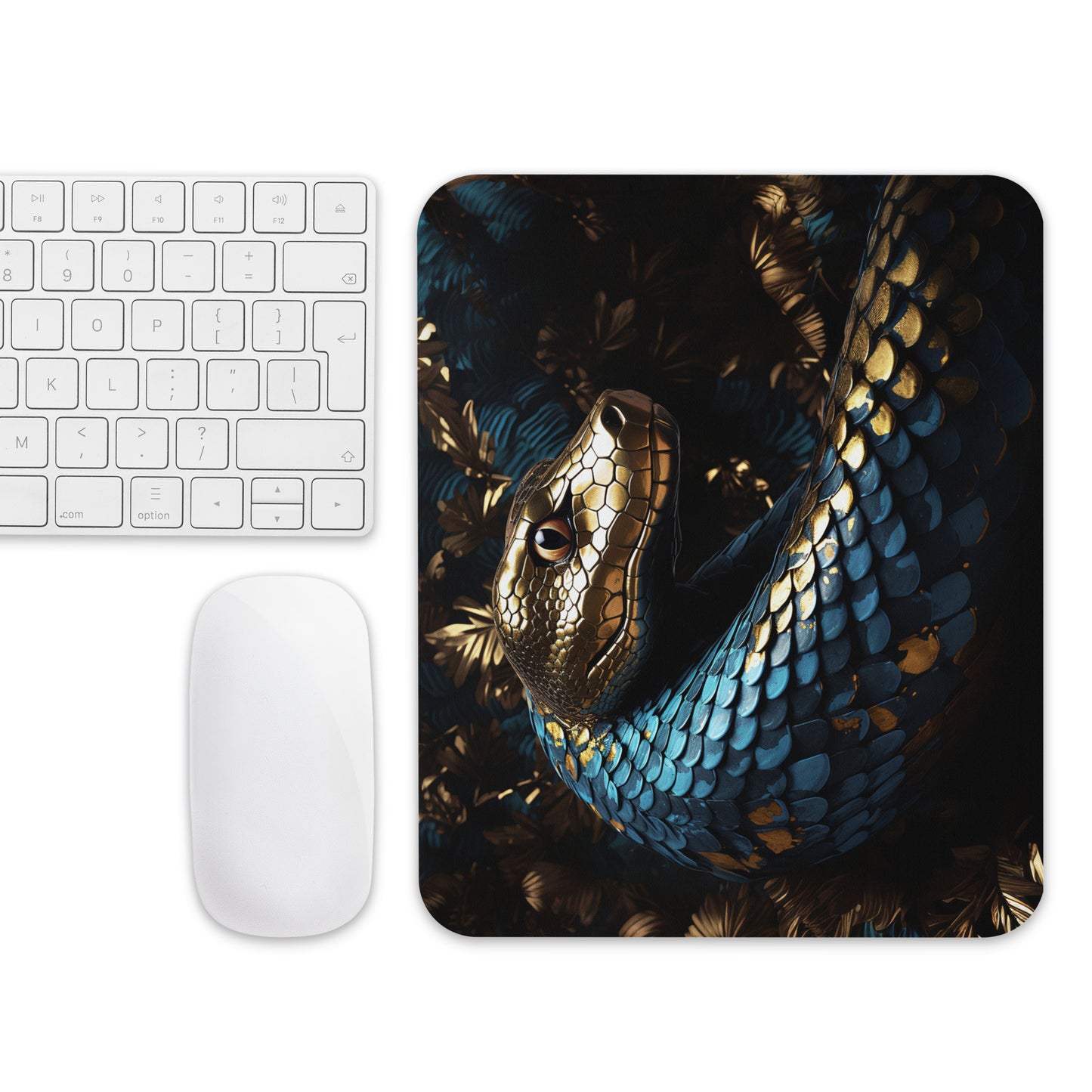 Blue Gold Snake Mouse Pad