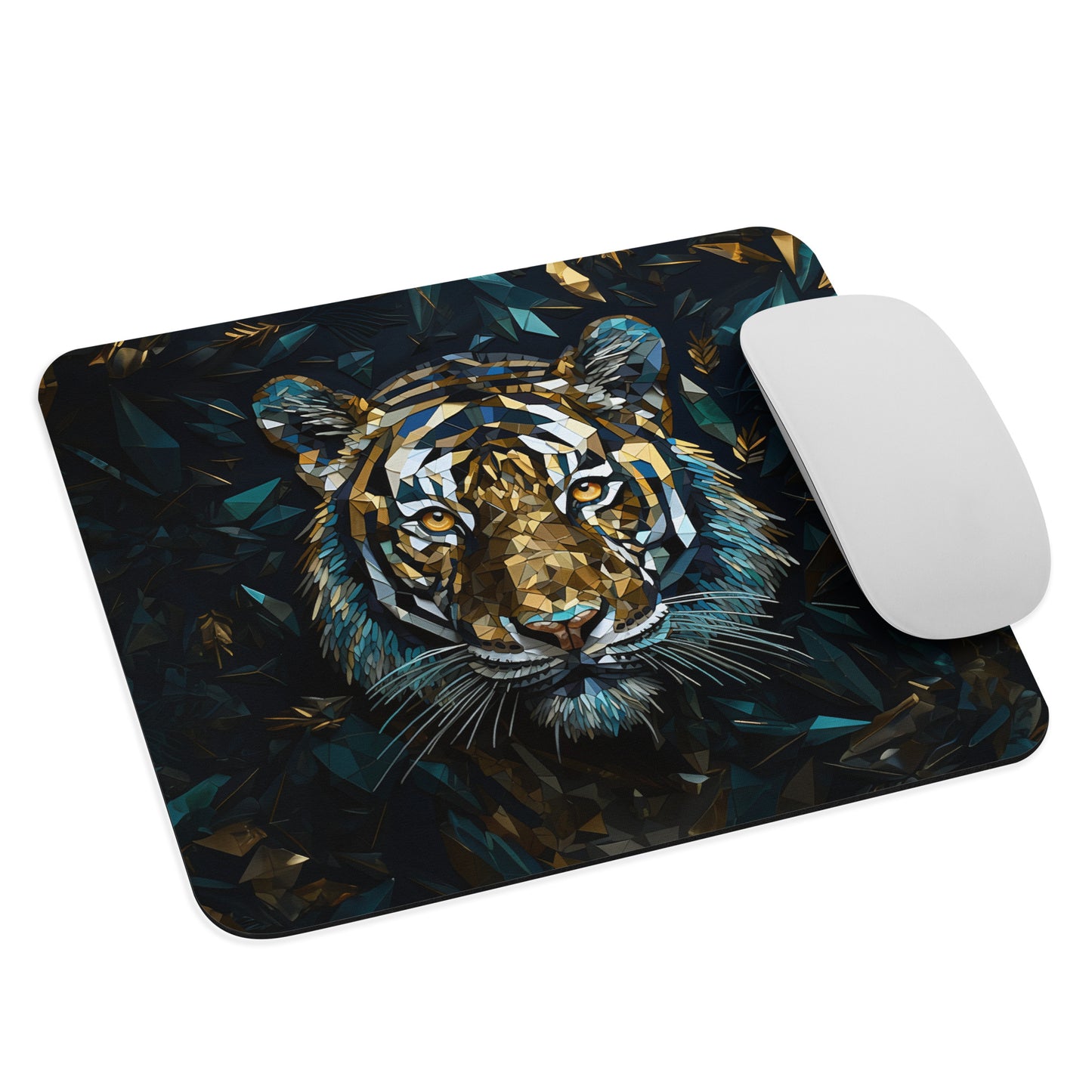 Blue Gold Tiger Mouse Pad